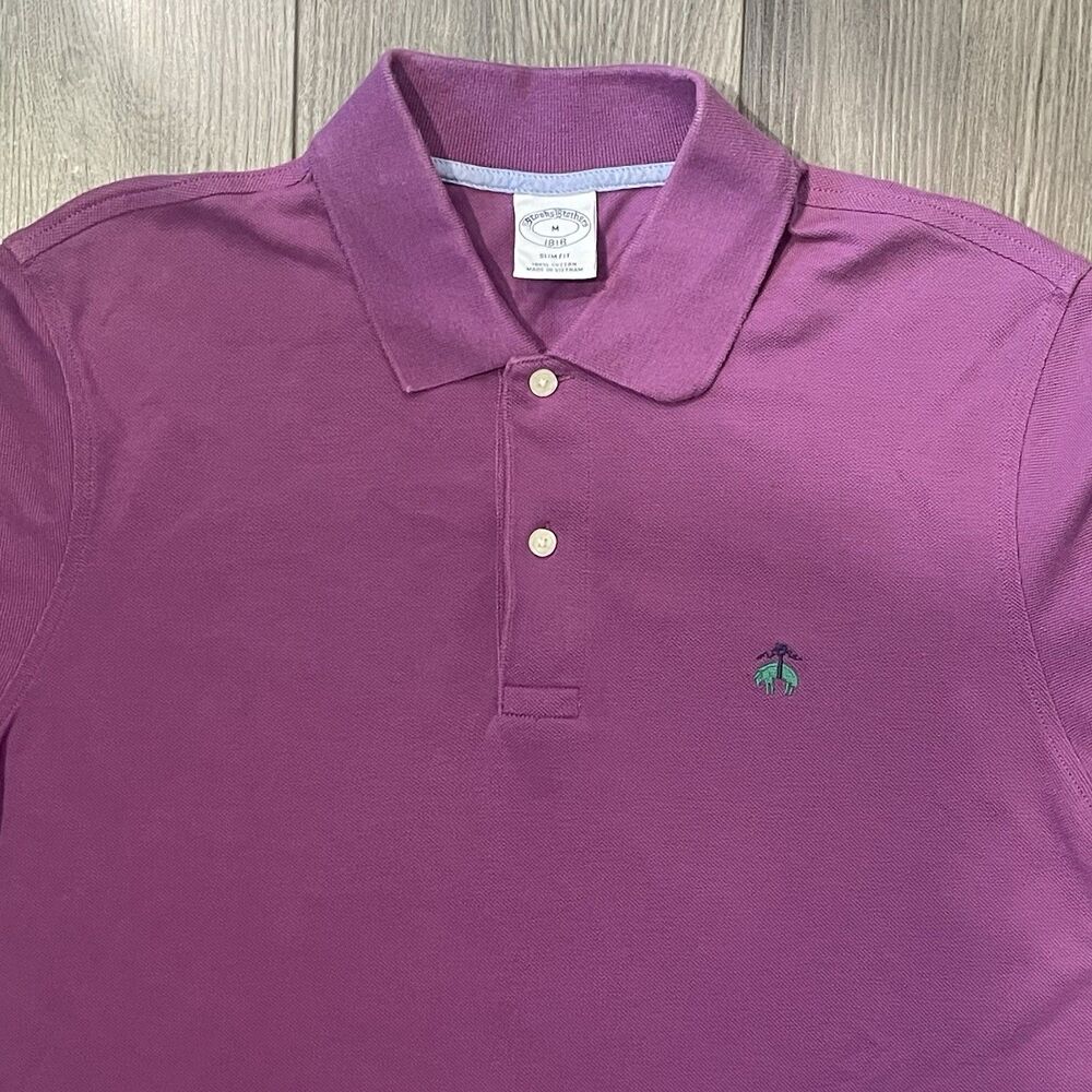 Brooks Brothers Polo Shirt Men's M Purple Slim Fit Golf Outdoor Short Sleeve